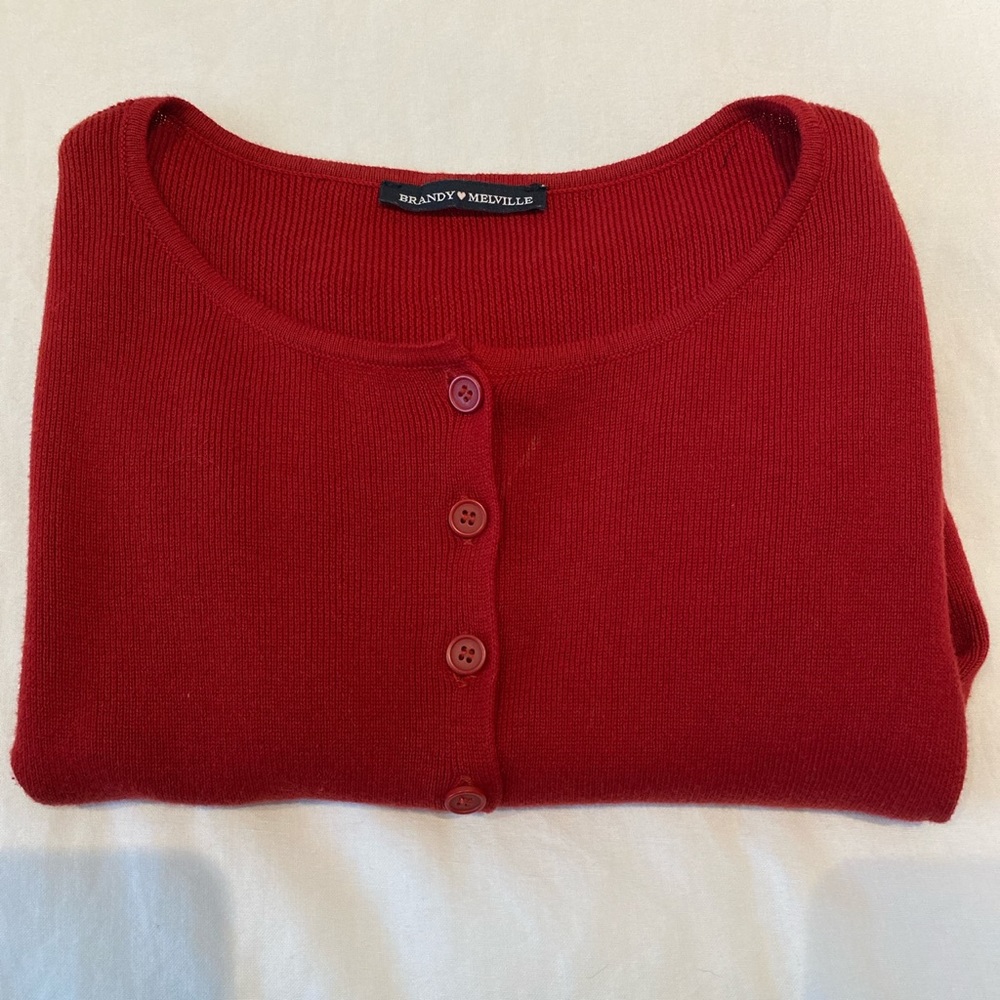 Brandy Melville red cropped cardigan